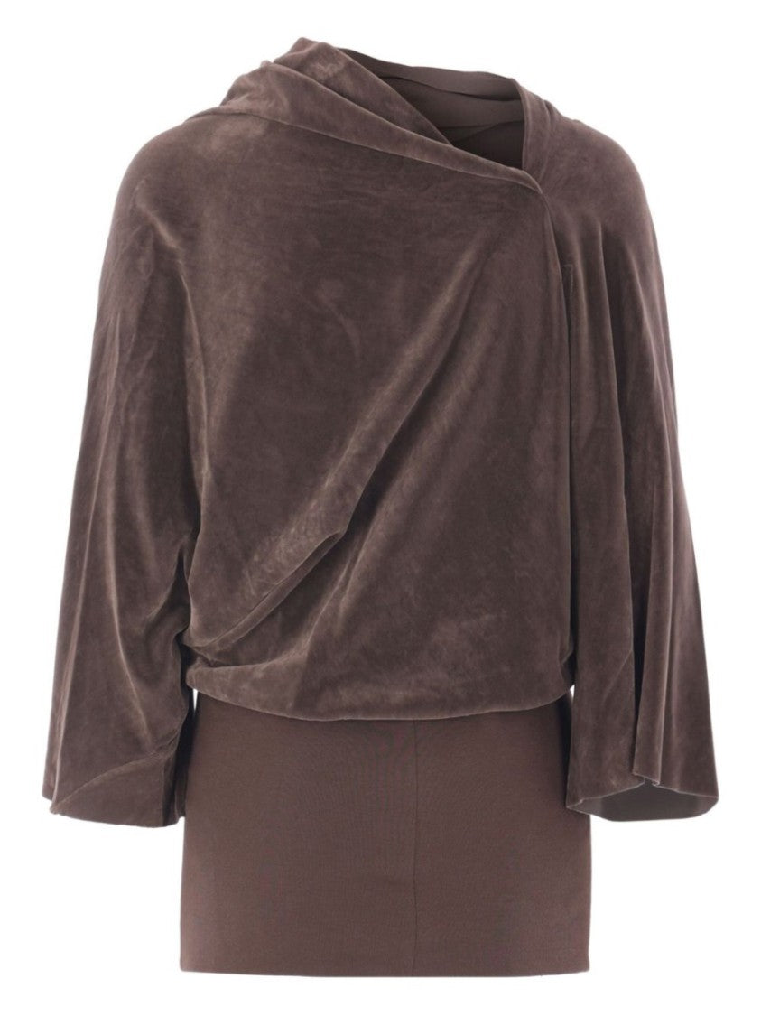 Rick Owens Black Cylinder Draped Viscose-Silk Blouse