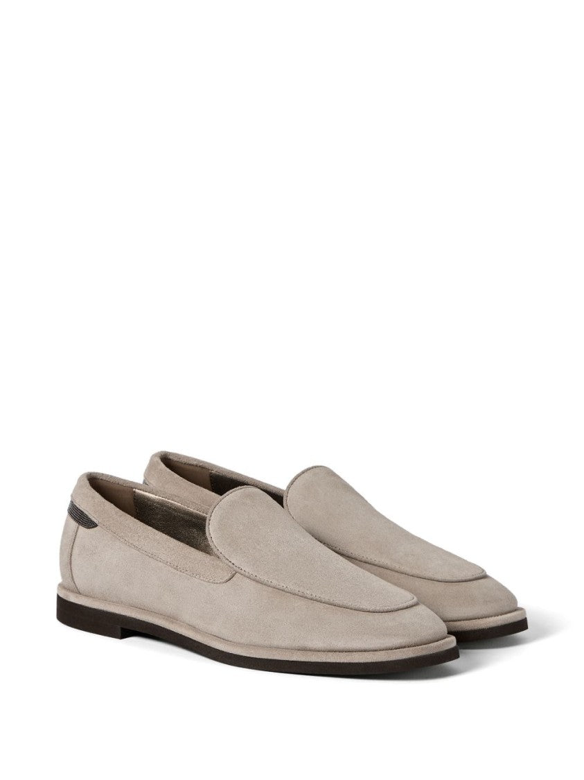Brunello Cucinelli Suede Lace Contrast Trim Loafers