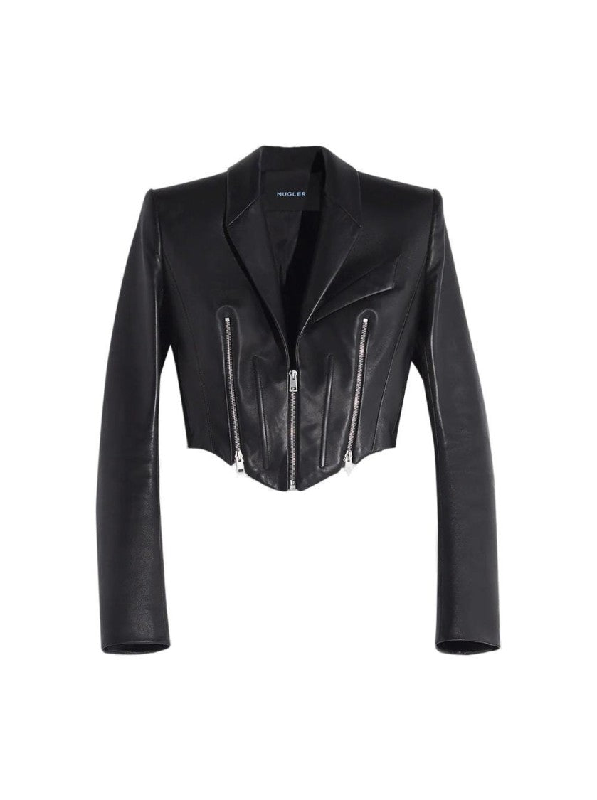 Mugler Zipped Leather Jacket