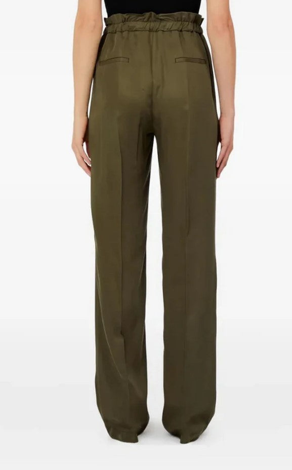 Liu Jo Relaxed Fit Green Trousers With Drawstring Waist