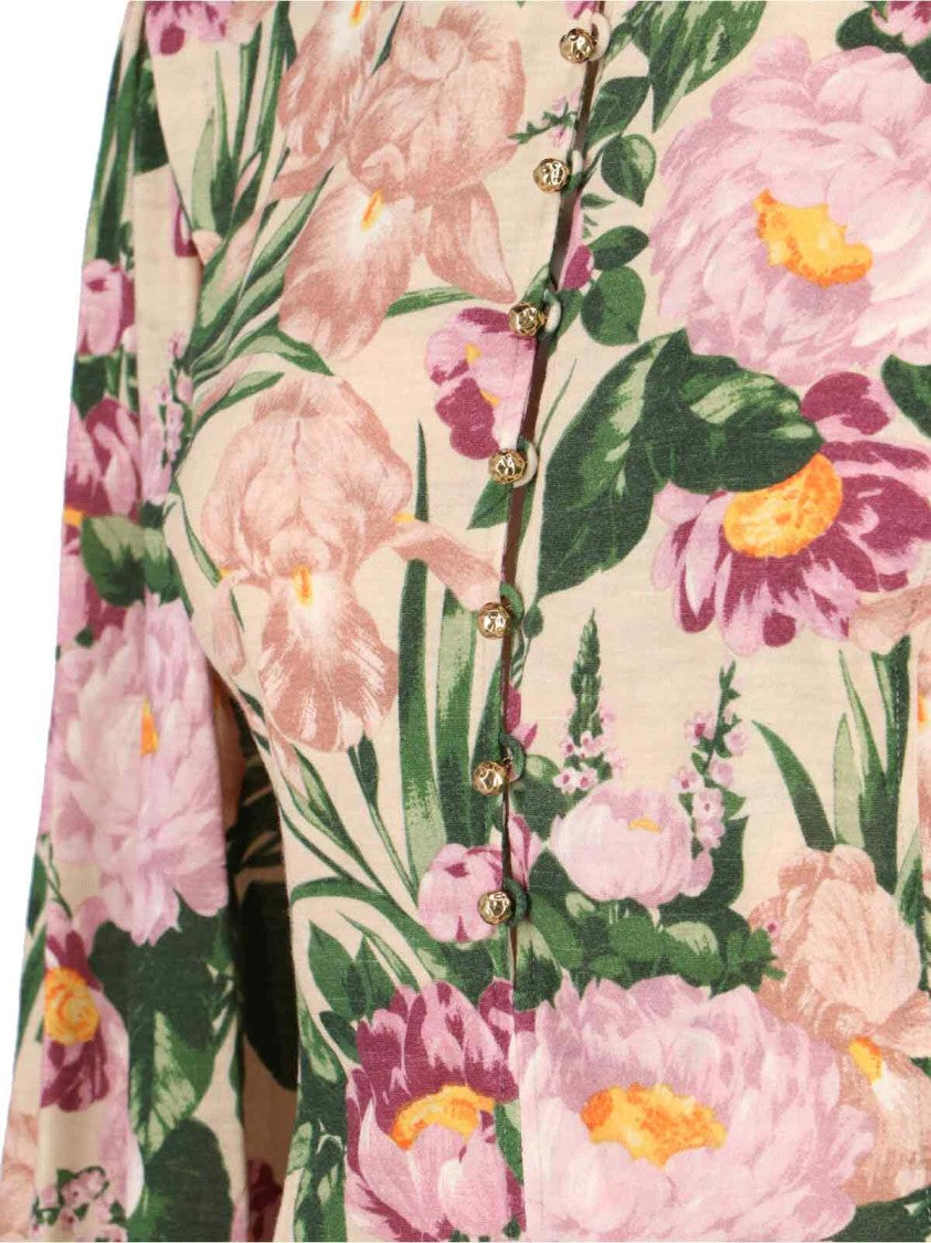 Chloé High-Neck Floral Print  Shirt