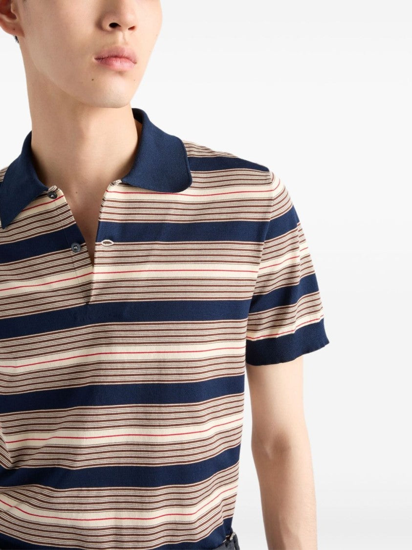 Prada Striped Cotton Slim-Fit Polo Shirt