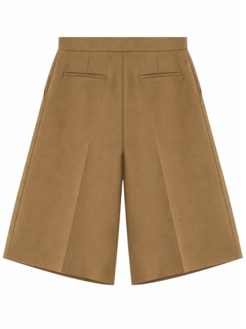 Max Mara Kaki Knee-Length Pleated Linen Shorts