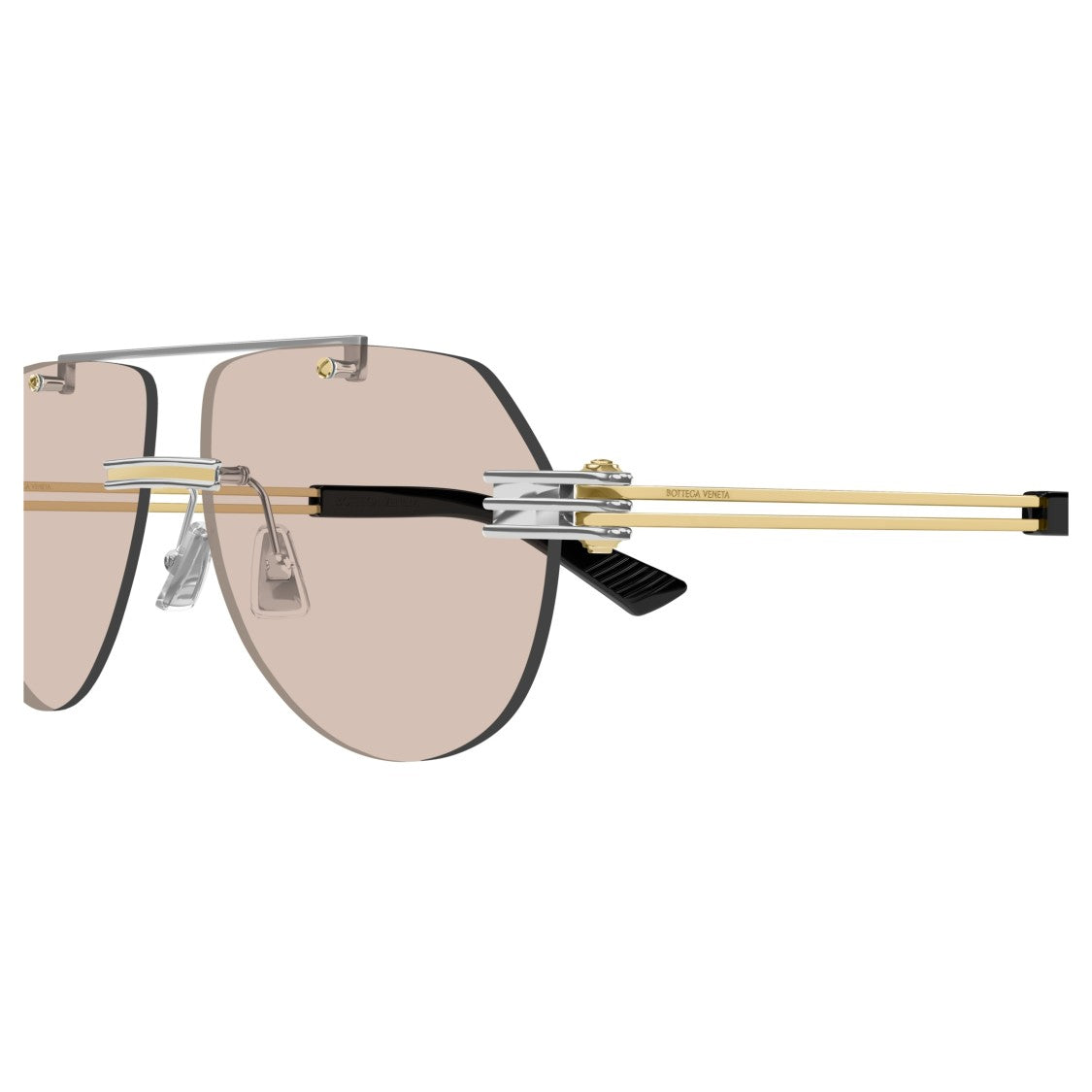 Bottega Veneta Bv1342s Rimless Sunglasses With Double-Bar Temples