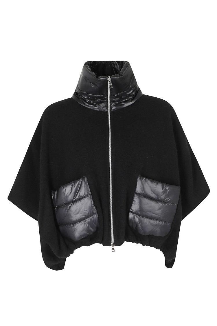 Herno Black Short Striped Quilted Wool-Blend Coat