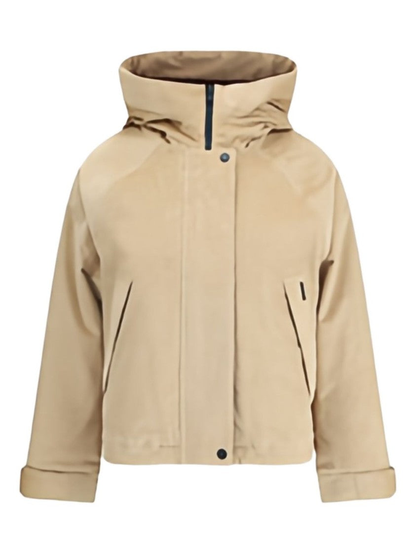 Woolrich Beige Cropped Jacket With High Collar