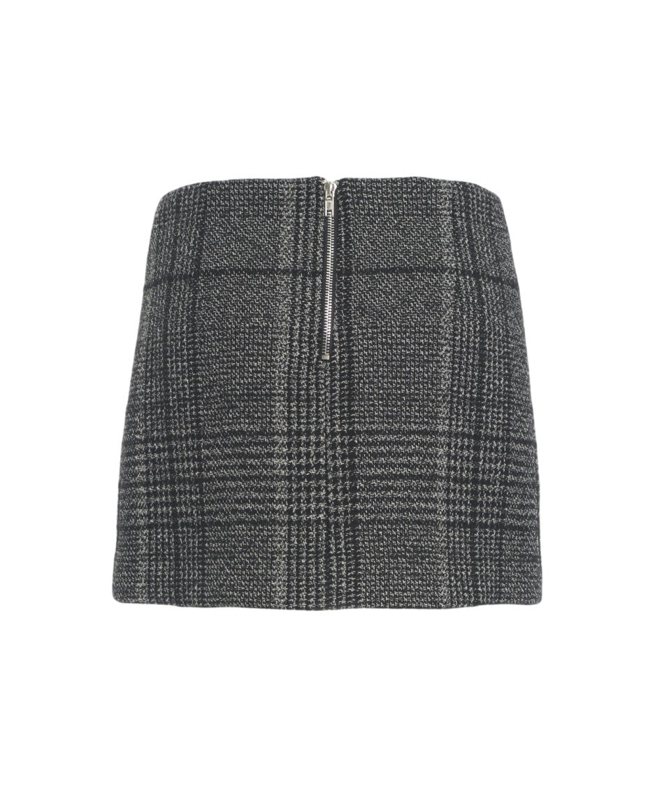 Ottod'ame Checkered Mini Skirt With Fitted Silhouette And Textured Weave