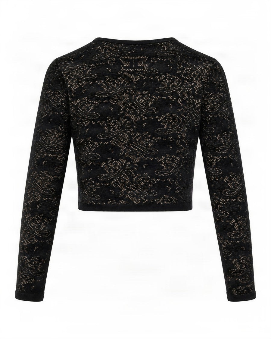 Elisabetta Franchi Black Cropped Lace Bolero