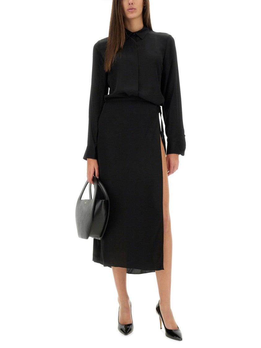 Theory Flowing Black Silk Skirt