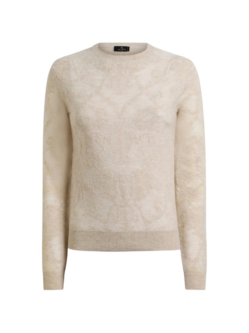 Etro Tailored Cropped Crewneck Sweater With Subtle Jacquard Pattern