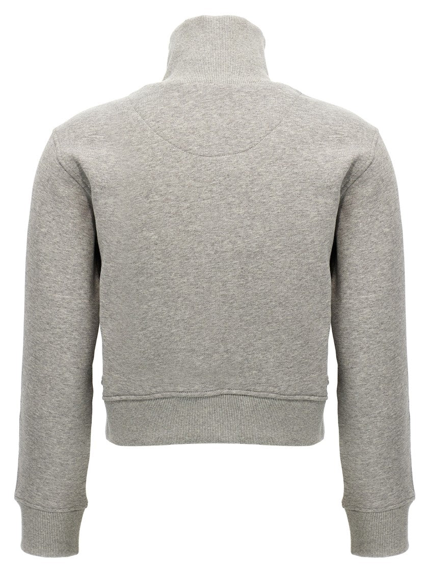 The Attico Cropped Grey Sweatshirt With Embossed Logo