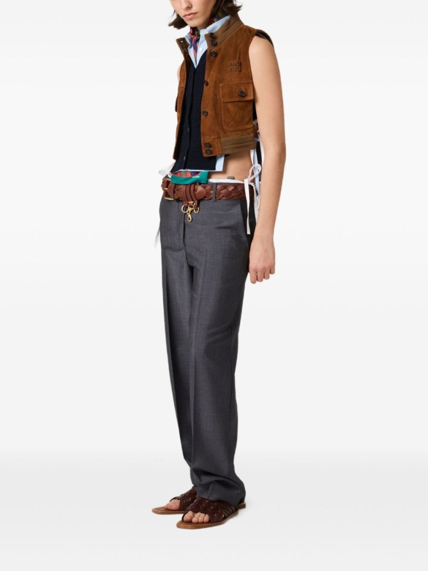 Miu Miu Straight-Leg Tailored Subtle Texture Trousers
