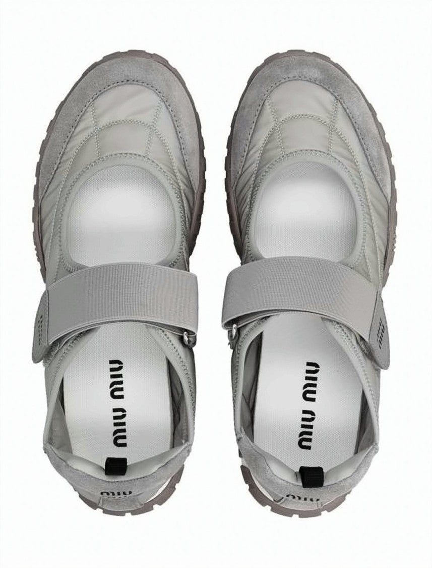 Miu Miu Technical Fabric And Suede Ballet Flats