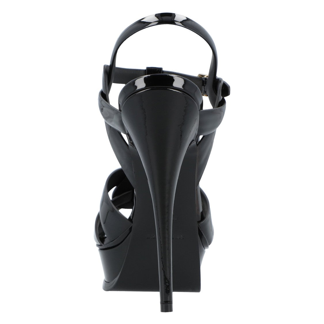 Saint Laurent Tribute Platform Sandals In Patent Leather Black