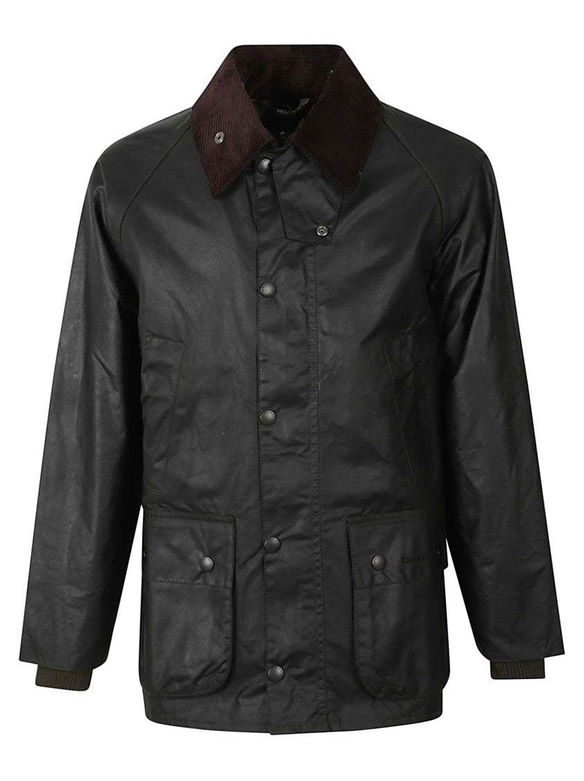 Barbour Dark Green Corduroy Collar Waxed Cotton Jacket