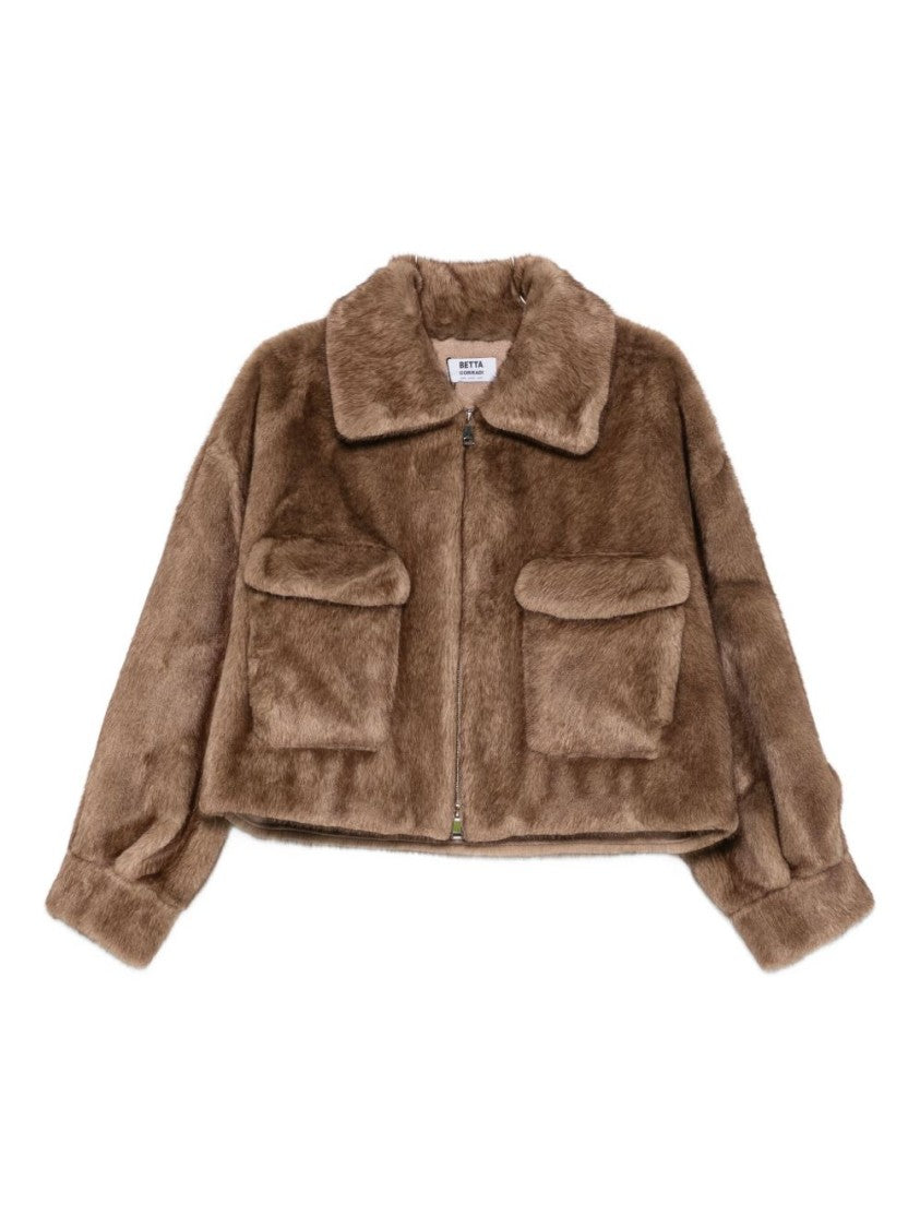 Betta Corradi Tailored Brown Coat With Plush Texture