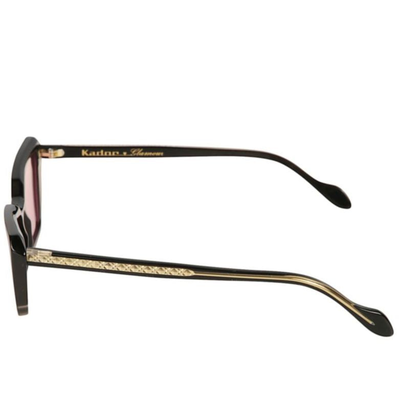 Kador Butterfly Glamour-S Angular Black Sunglasses With Pink Tinted Lenses