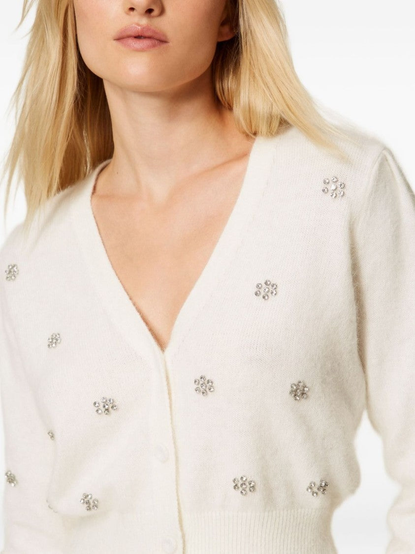 Twin-Set Cropped Cardigan With Fluffy Texture And Sparkling Embellishments