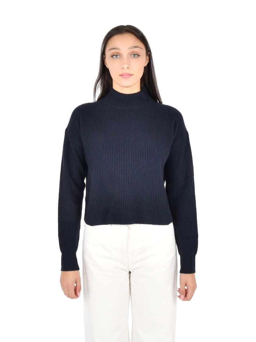 Max Mara Rib Knit Mock Neck Sweater In Wool