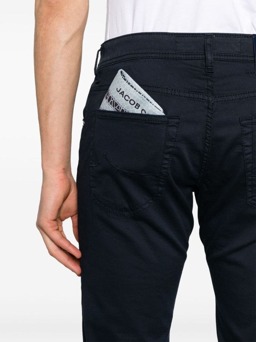 Jacob Cohen Navy Blue Denim Jeans With Classic Five-Pocket Design