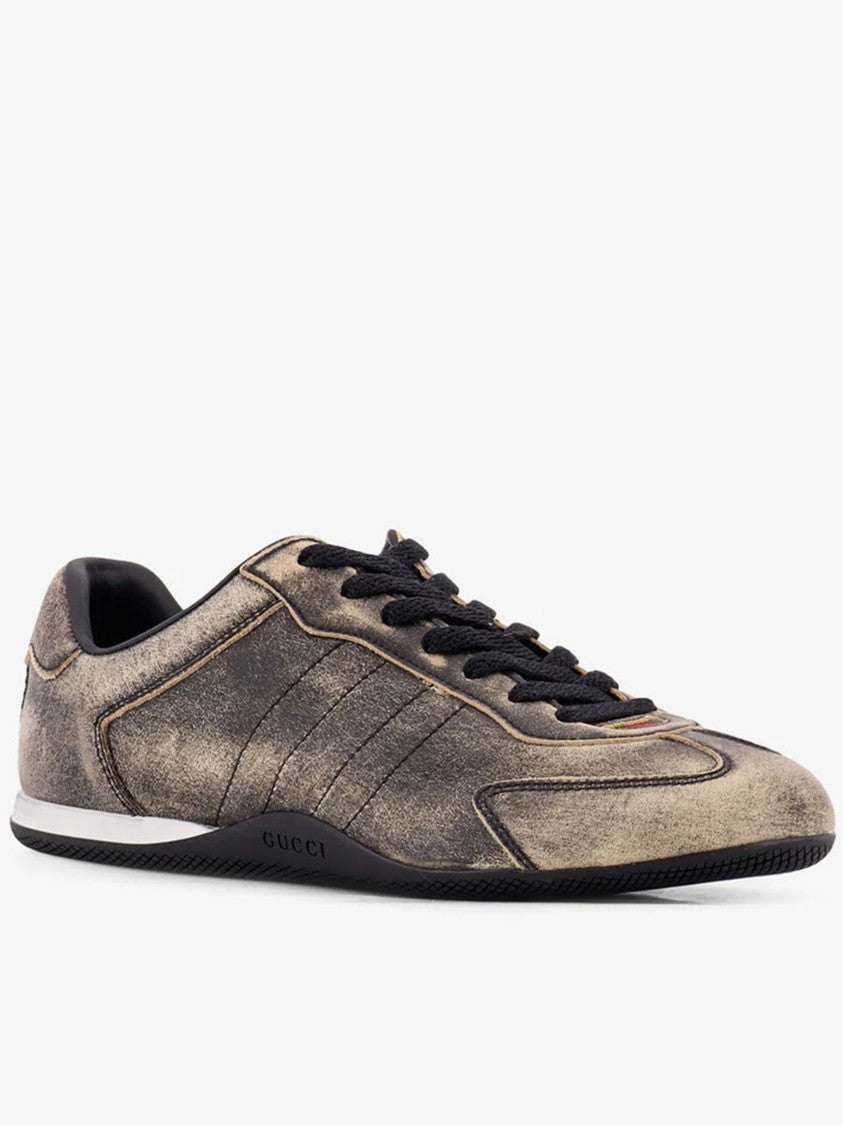 Gucci Metallic Shift Distressed Low-Profile Sneakers