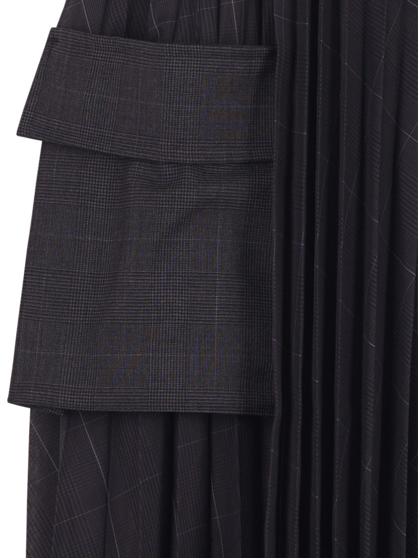 Sacai Glen Check Pleated Skirt