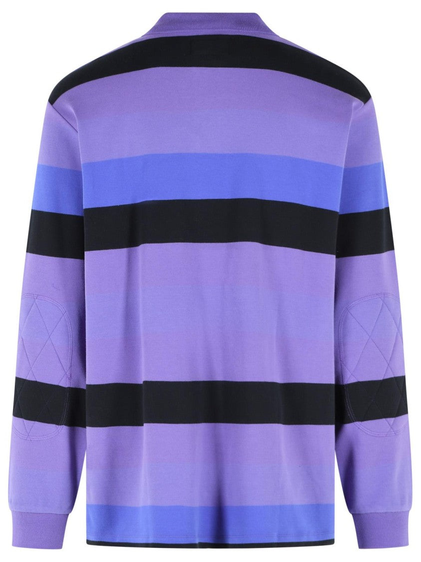 Erl Purple Rugby Striped Cotton Polo Shirt