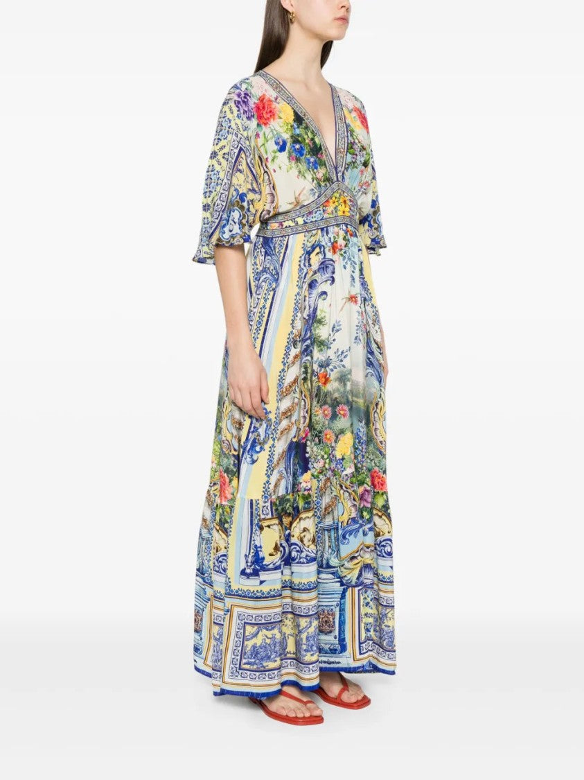 Camilla Fitted-Waist Silk Maxi Dress