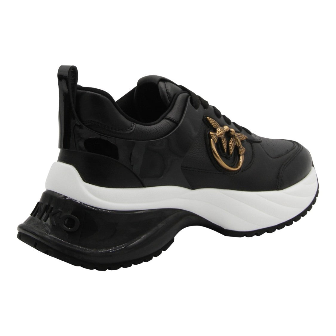Pinko Black Sneakers With Glossy And Matte Textures