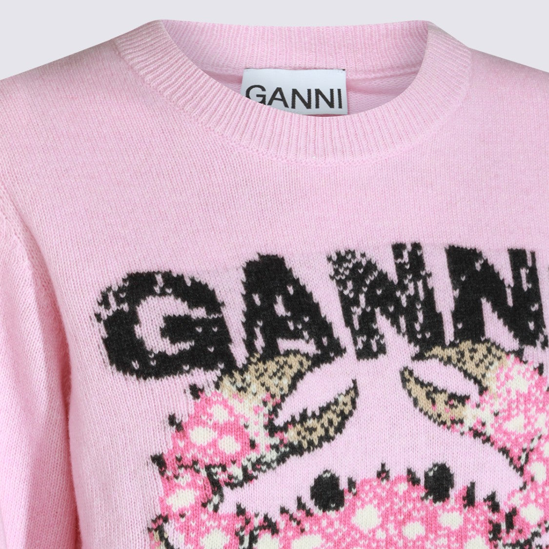Ganni Soft Knit Sweater With Playful Graphic And Eco-Conscious Message