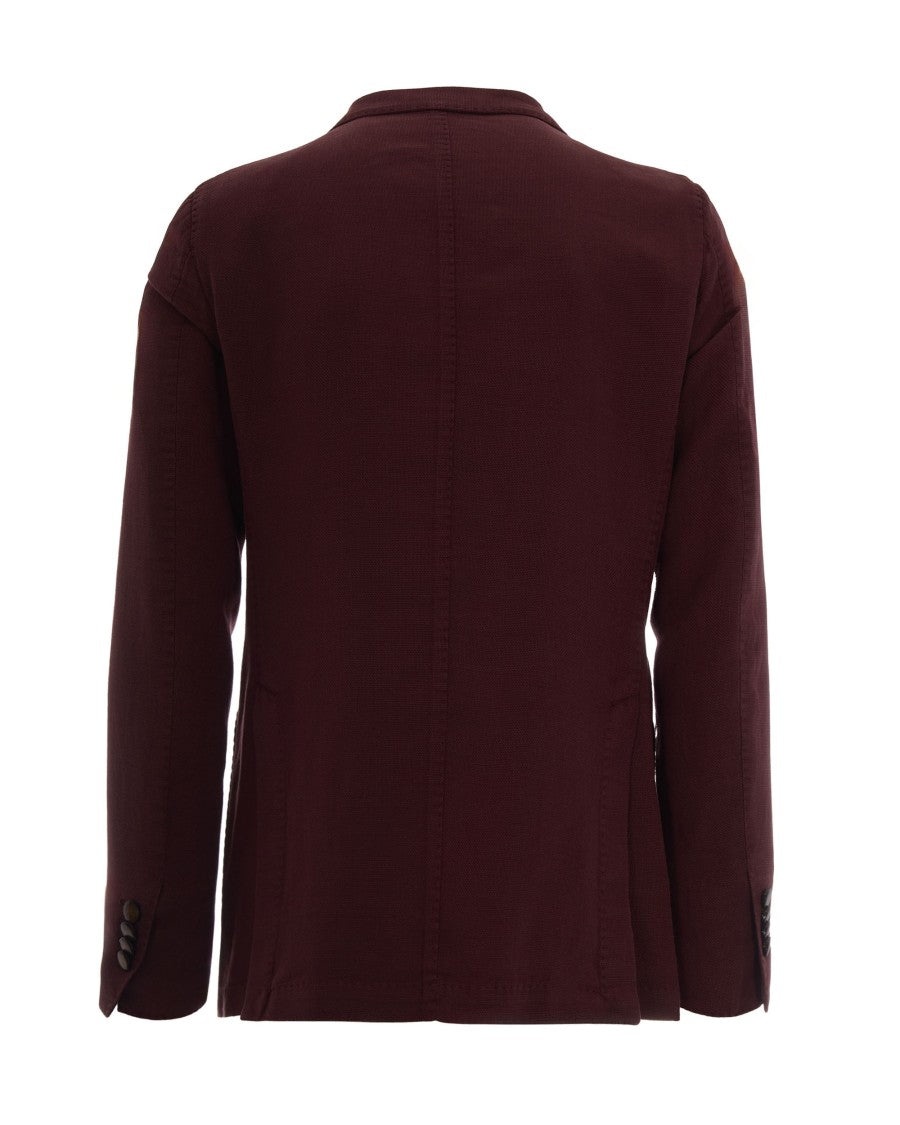 L.B.M. 1911 Burgundy Double-Breasted Textured Jacket