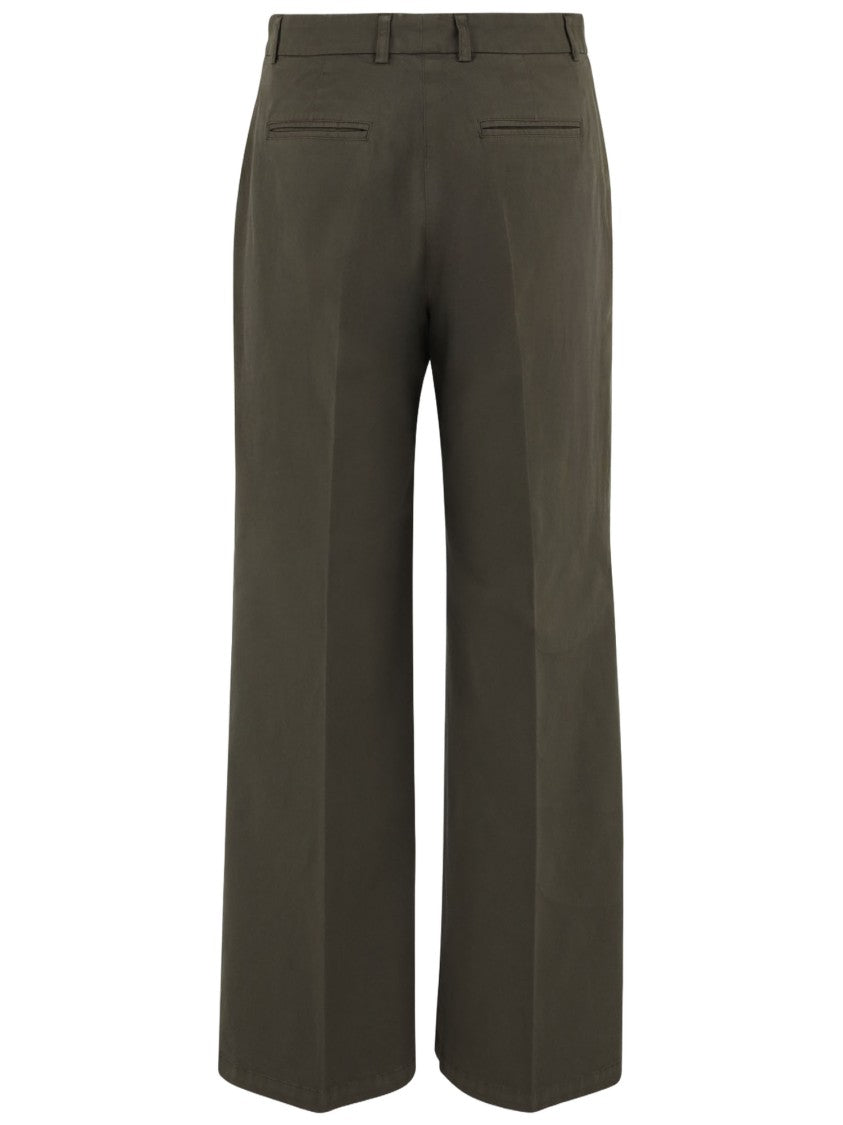 Ql2 Tailored Military Green Stretch Cotton Pants