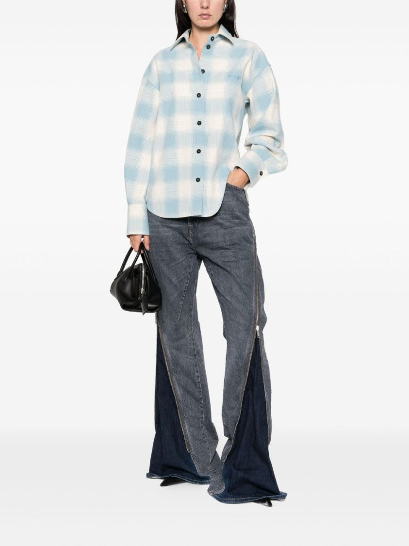 The Attico Light Blue Plaid Shirt