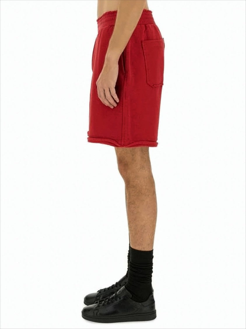 Helmut Lang Relaxed Fit Red Shorts With Elastic Waistband