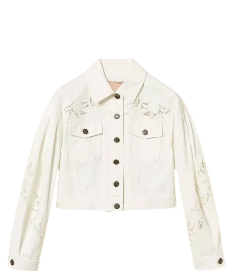 Twin-Set Cropped Jacket With Lace Cut-Out Details