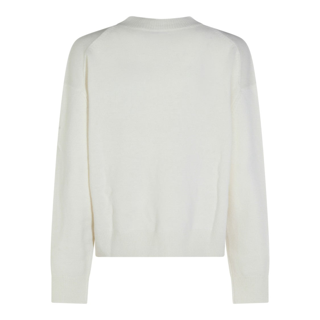 Anine Bing Cream Wool Sweater With Crew Neckline And Ribbed Details