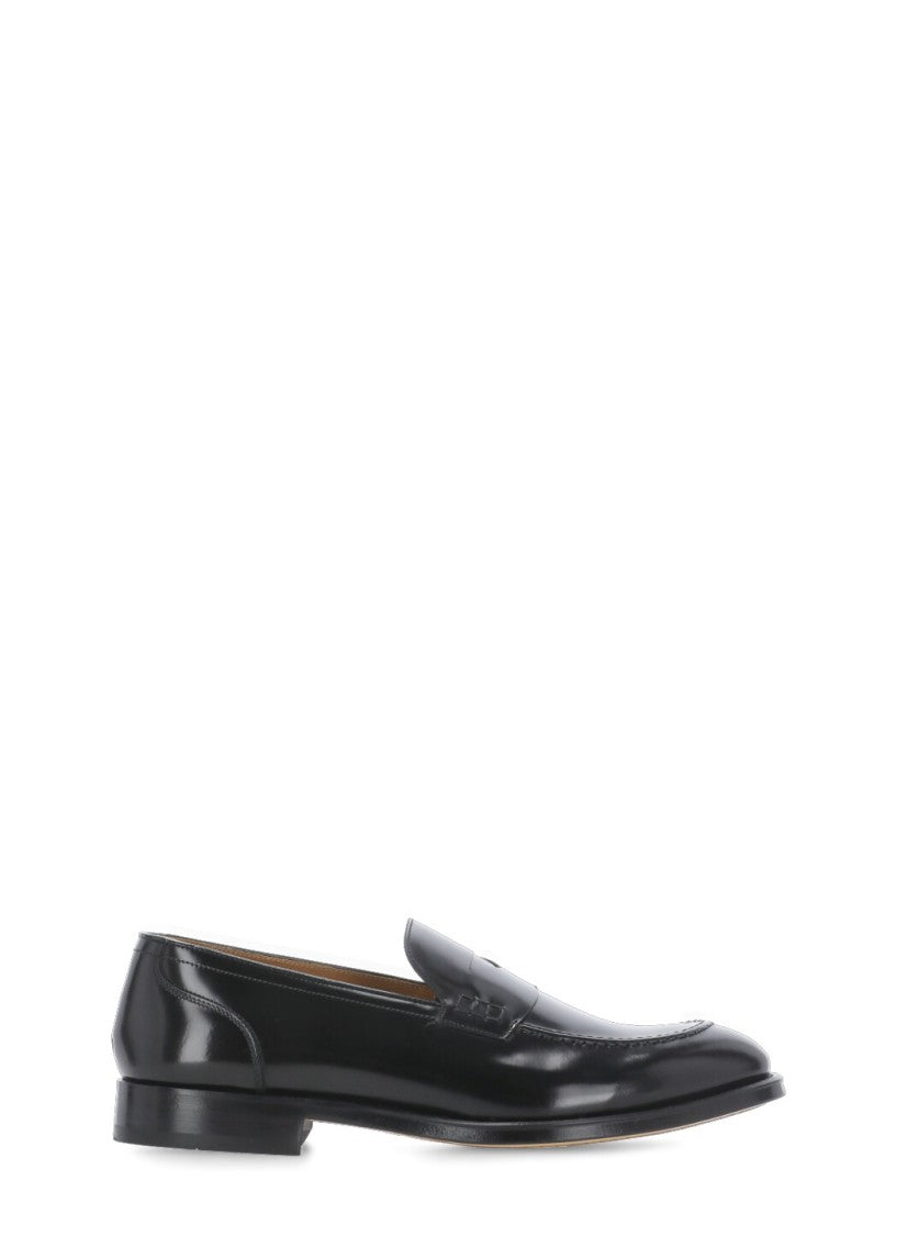 Doucal's Black Smooth Leather Loafers