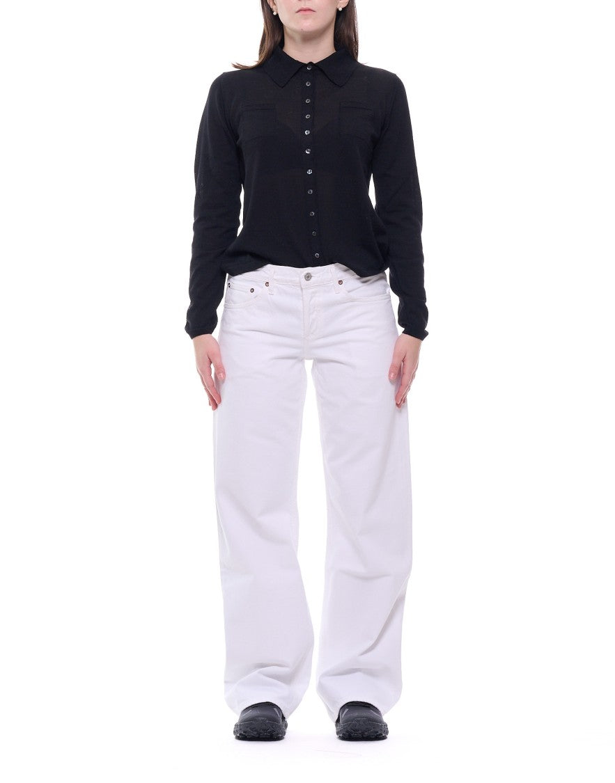 Agolde Mid Rise Straight-Leg Jeans With Clean White Wash