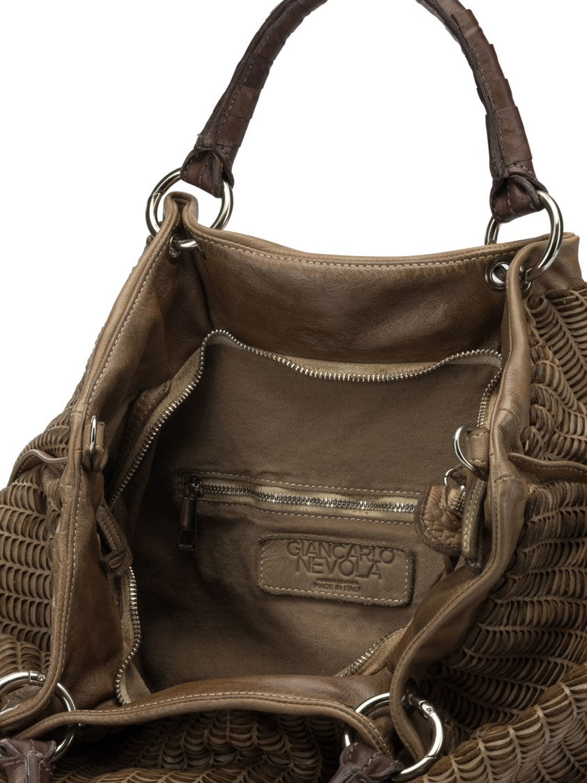 Giancarlo Nevola Spacious Textured Leather Handbag With Versatile Carrying Options