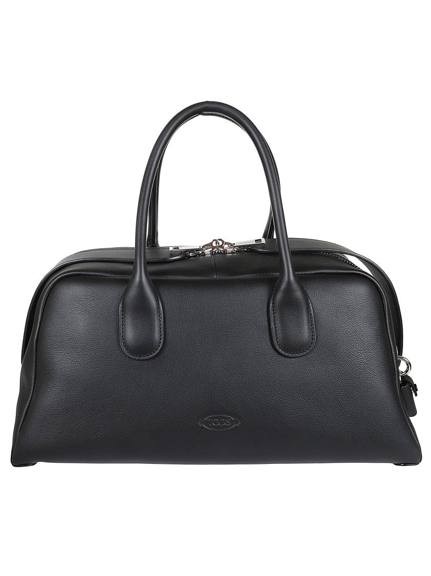 Tod's Structured Black Leather Shoulder Bag With Polished Finish
