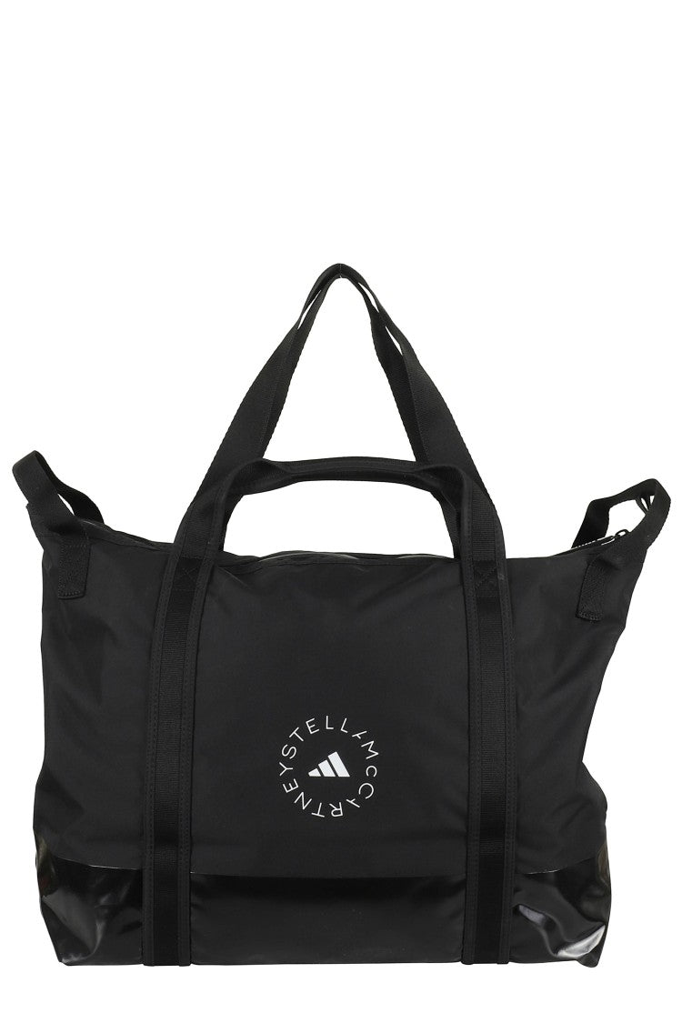 Adidas By Stella Mccartney Black Logo Multiple-Handles Zippered Polyester Tote Bag