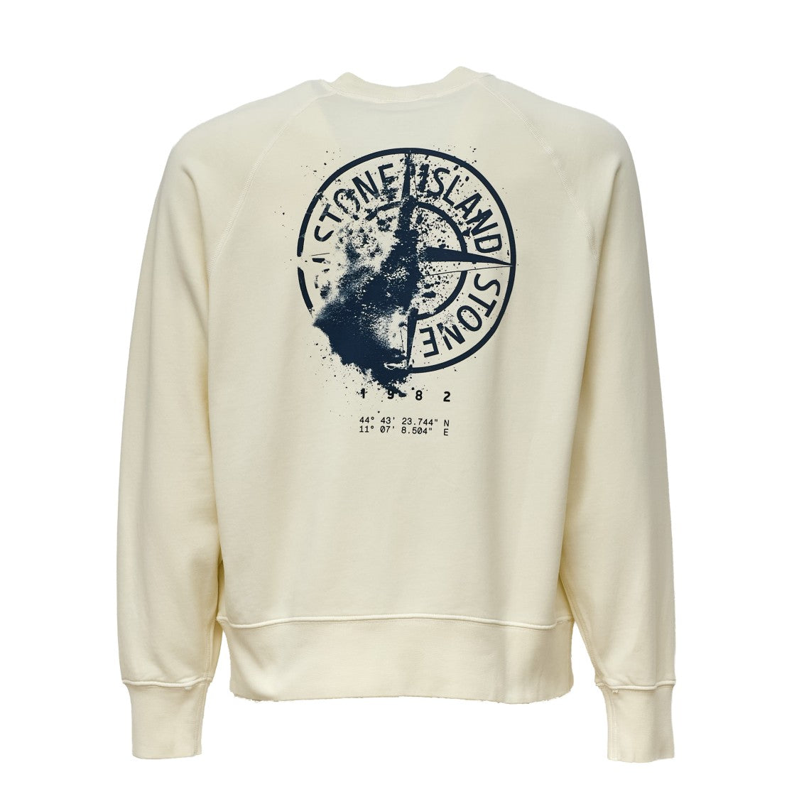 Stone Island Desert Cotton Fleece Sweatshirt With Flocked Logo