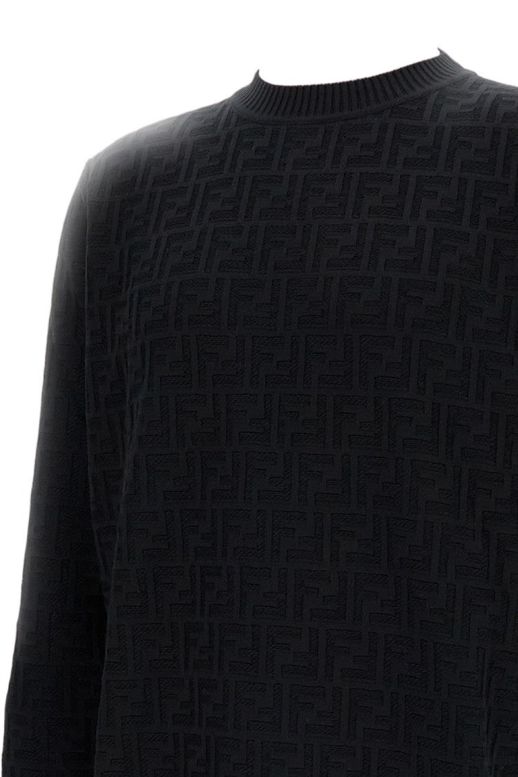Fendi Cotton Knit Sweater With Ff Motif