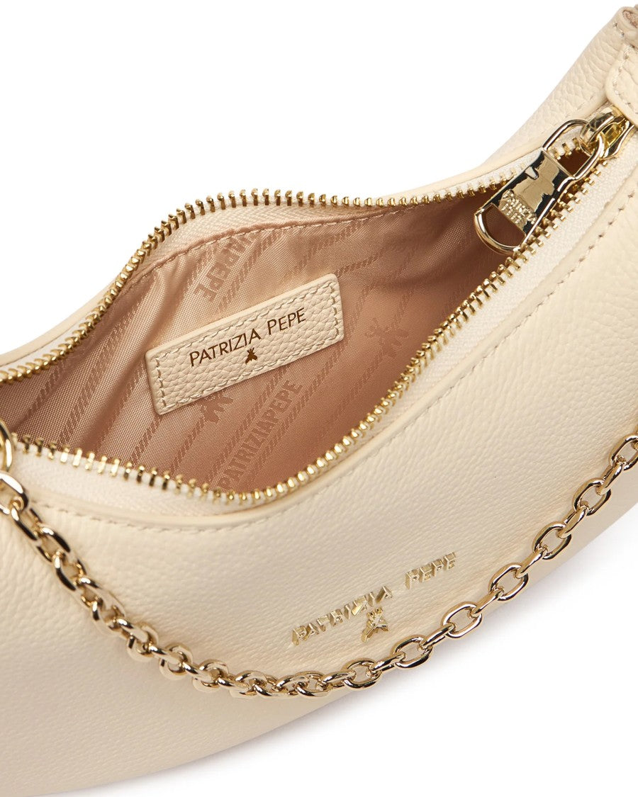 Patrizia Pepe Wooly White Crescent Bag