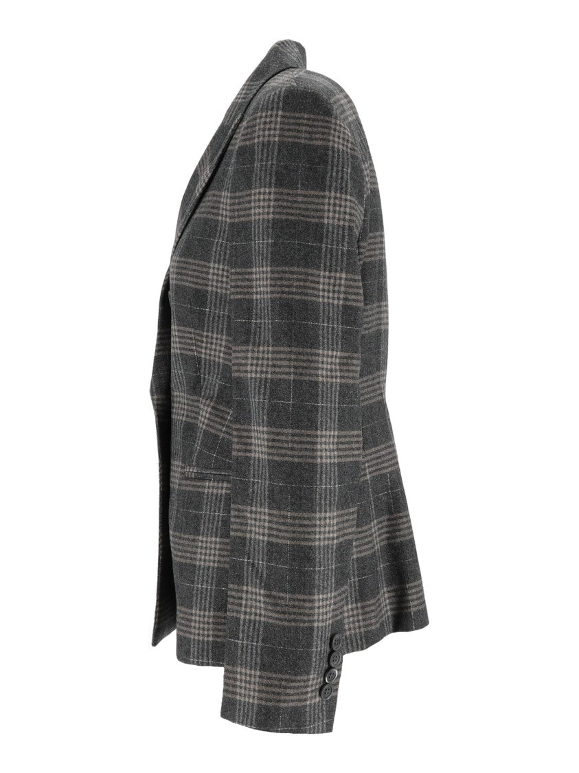 Peserico Tailored Plaid Double-Breasted Blazer
