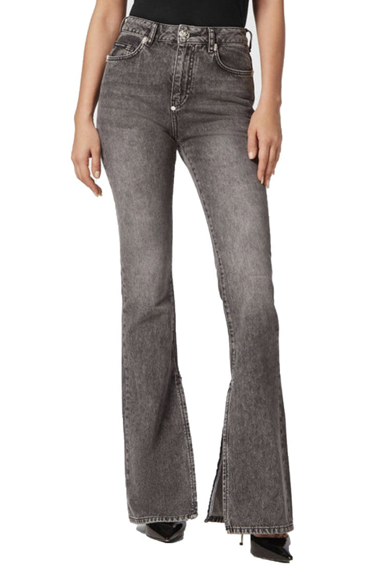 Philipp Plein Flared High-Waisted Jeans With Split Hem Design