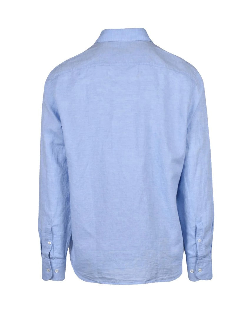 Boss Linen Cotton Shirt - Light Blue