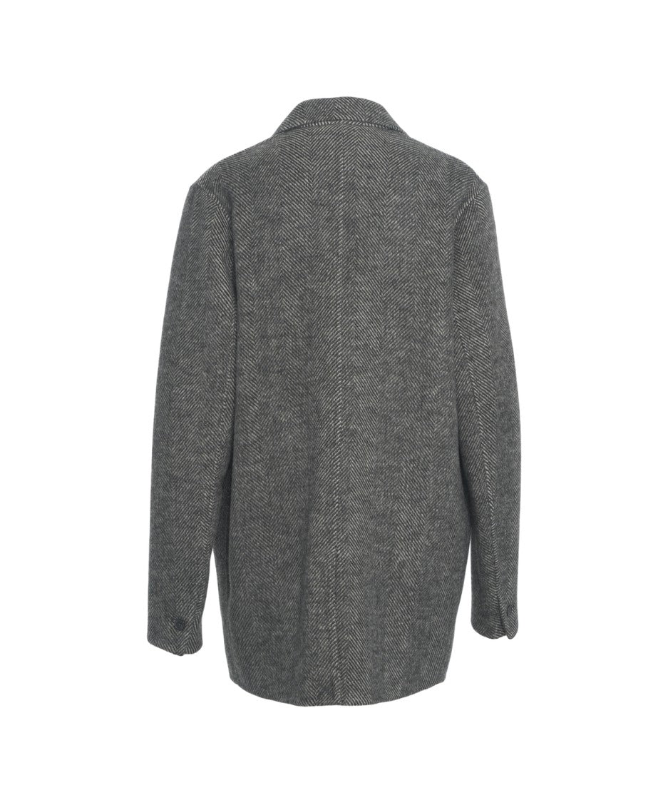 Ottod'ame Oversized Blazer With Herringbone Pattern And Structured Texture
