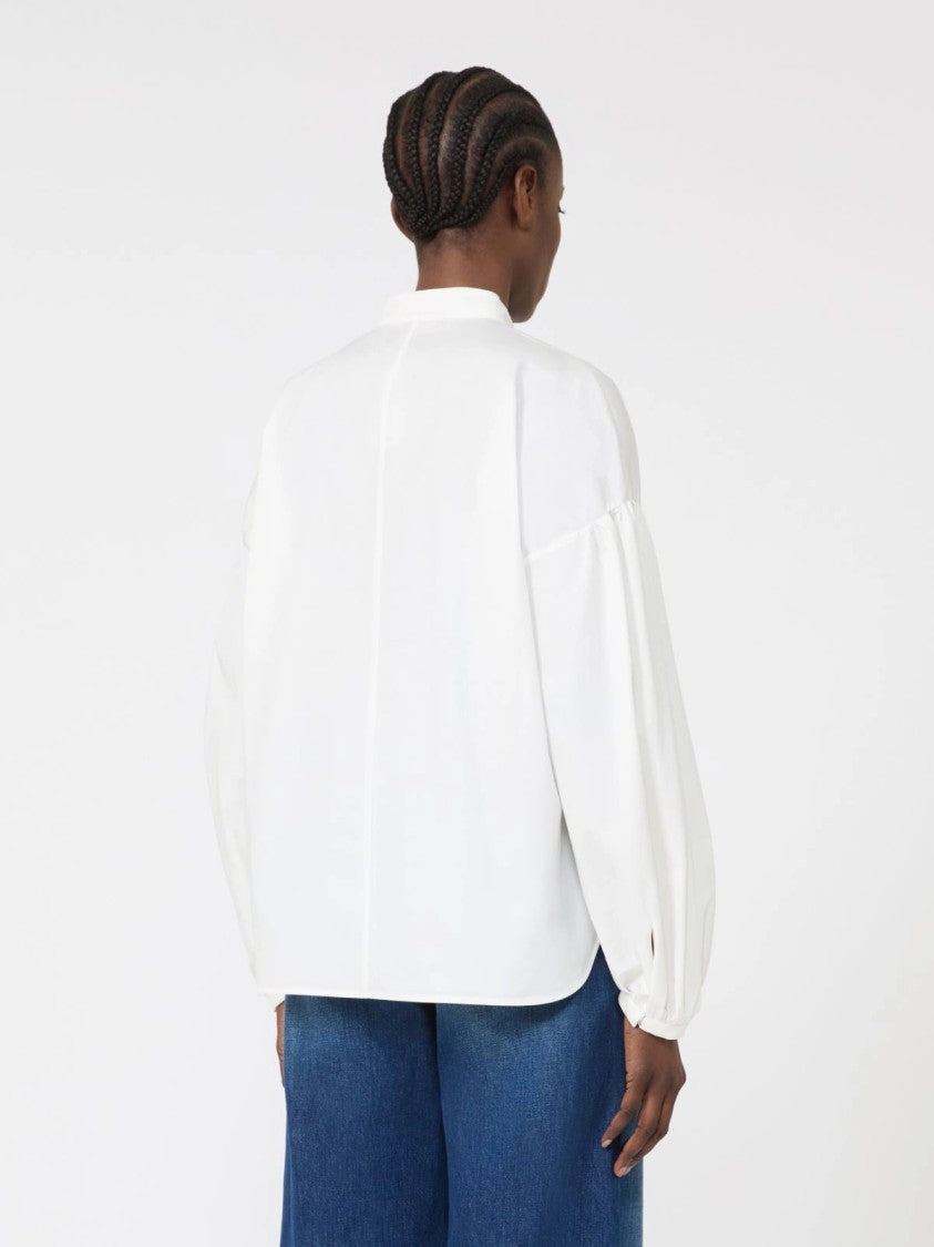 Max Mara Long-Sleeved Blouse With Gathered Sleeves And Stand Collar