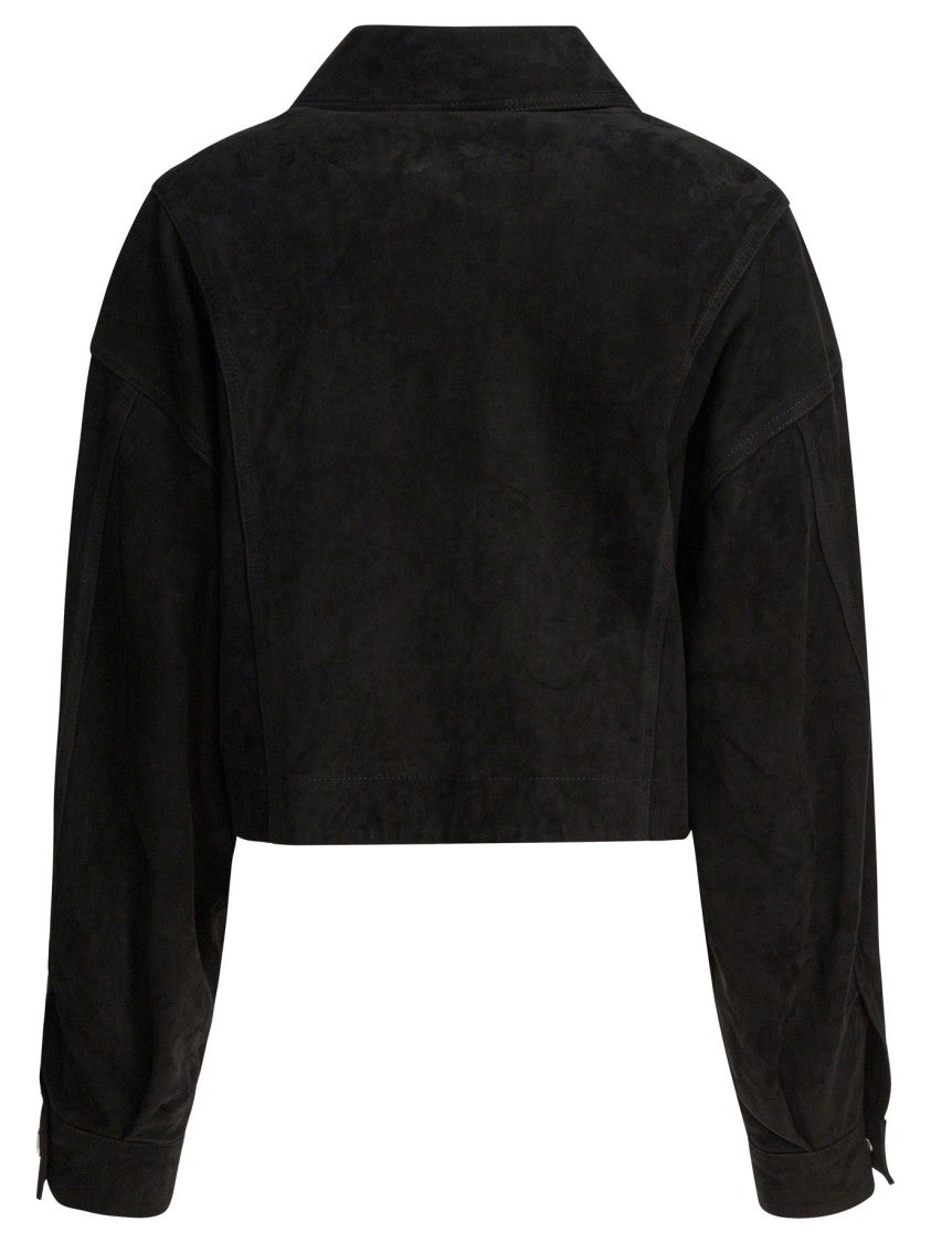 Ivy & Oak Cropped Leather Jacket With Classic Collar
